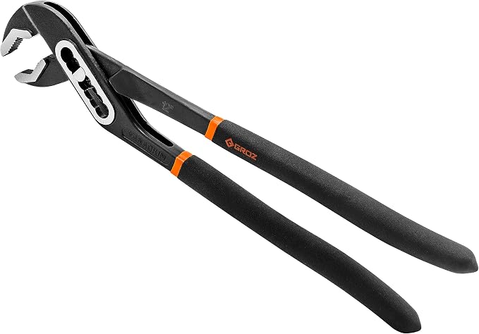 Groz 12-inch Water Pump Pliers | Chrome Vanadium Steel | Easy one Hand Adjustment | Cushion Grip | #31742