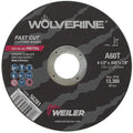 Weiler 56281 4-1/2 Inch Cutting Wheel, Wolverine AO Steel/Metal Fast Cutting, .045" A60T Type 1 7/8" Arbor, Pack of 25