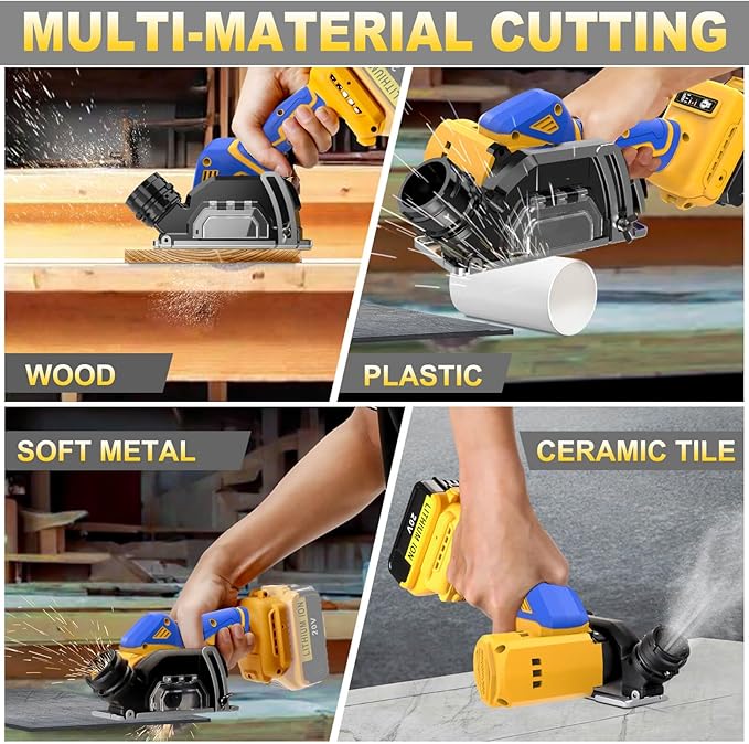Cordless Cut Off Tool Compatible With DeWalt 20V MAX Battery Compact Saw Brushless with 3" Blades,2 Speed Adjustment Mini Circular Saw19000RPM for Metal/Wood