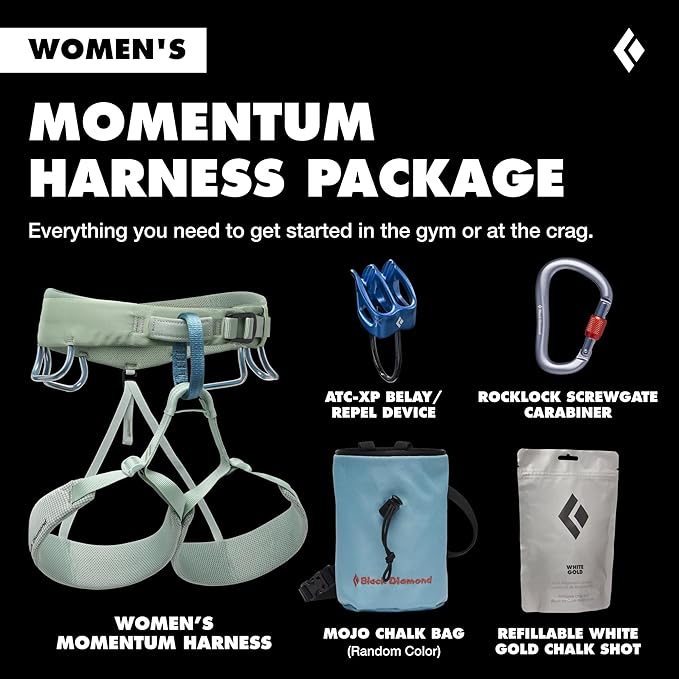 BLACK DIAMOND Women's Momentum Rock Climbing Harness, Adjustable Loops