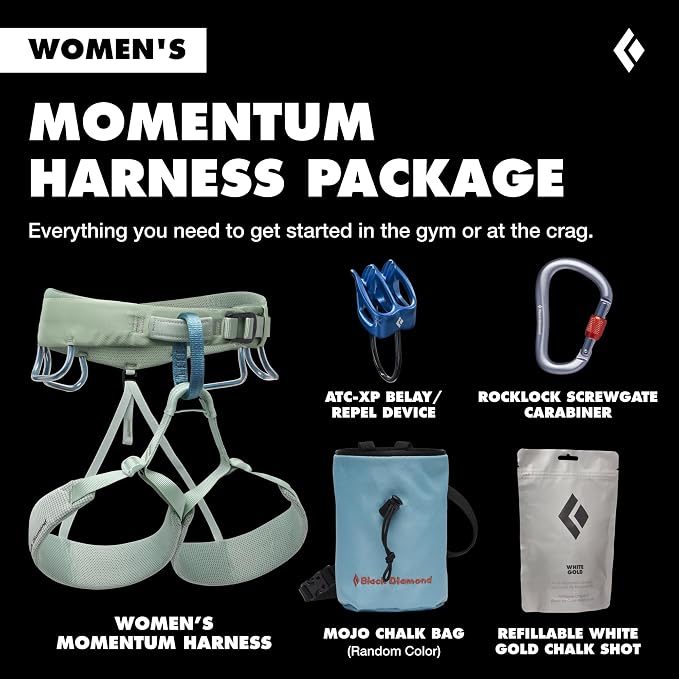 BLACK DIAMOND Women's Momentum Rock Climbing Harness, Adjustable Loops