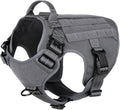ICEFANG Tactical Dog Harness for X-Large Dogs,Reflective No Pull Dog Vest | with Control Handle,Adjustable,Front Hook,2 Leash Clips,Soft Padded,MOLLE Panel,Grey,X-Large