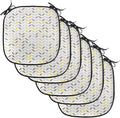 Lunarable Geometric Chair Cushion Pads Set of 6, Fish with Abstract Pattern Techno Urban Illusion Creative Design Print, Anti-Slip Seat Padding for Kitchen & Patio, 16"x16", Yellow and Taupe