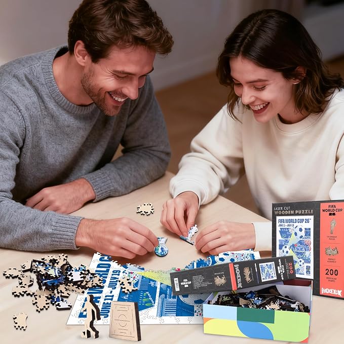 FIFA World Cup 2026 City Puzzle Philadelphia Poster - Wooden Puzzle for Adult, 200 Pieces Unique Shape Puzzle, 5MM Thick, Creative Collectible Gift for Fans, Officially Licensed Product, 9.3x11.8''