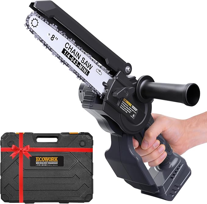 Cordless Mini Chainsaw Compatible with Dewalt 20V MAX Battery (Battery Not Included), 8 Inch Brushless Electric Chainsaw, Auto Oiler, Handheld Pruning Saw for Tree Branch Cutting