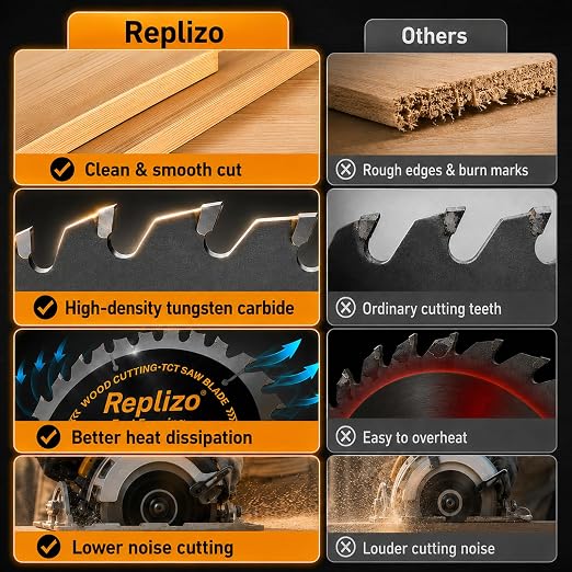 7-1/4 Inch Circular Saw Blade 10 Pack, 24T Carbide Tipped Framing Saw Blades with 5/8 Inch Arbor, Fast Wood Cutting Blades for Hardwood, Softwood, Plywood, OSB and Lumber