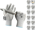 Schwer 12 Pairs Safety Work Gloves with Certified Level 6 Abrasion Resistance, ANSI A2 Cut Resistant Working Gloves with Grip for General Use, Construction, Gardening, Mechanic, 3D-Comfort, LT5636, S