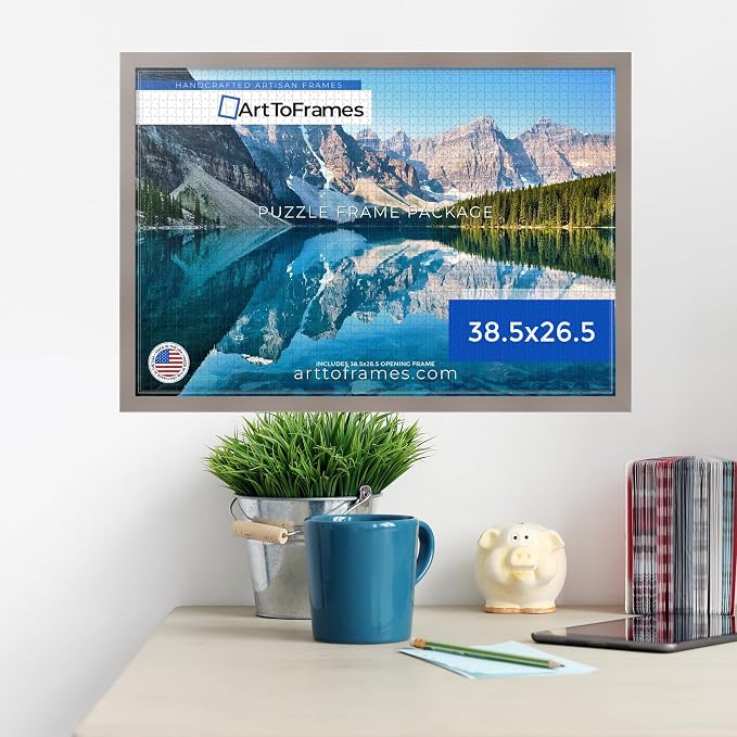 ArtToFrames Puzzle Frame for Buffalo Games 1500, 2000 Piece Jigsaw Puzzles, 38.5x26.5 Inch (98x67 cm), Latte Engineered Wood with Economy Acrylic, Ready to Hang Puzzle Display