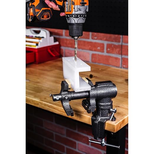 Toolsmith 2-1/2 inch Mini Jaw Portable Clamp-on Table Bench Third Hand Vise Swivels and Rotates 360°, 1-1/2 inch and 2-1/2 inch Jaws, Soft Jaw Covers, Jewelry, Hobby, Crafts, Clamp or Bolt-on - 240006