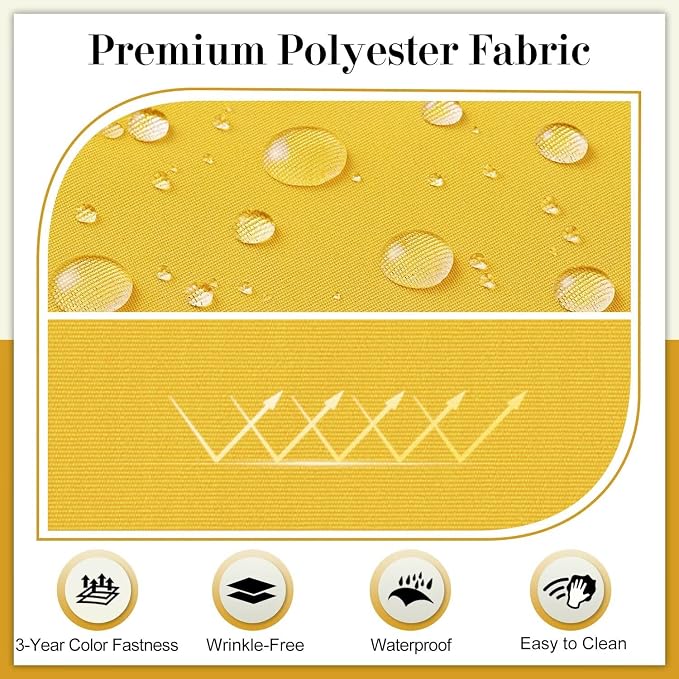 Cozyide Outdoor Chair Cushions, Waterproof Patio Seat Cushions with Adjustable Straps, Square Corner Patio Chair Cushions for Garden, Yellow, 18.5x16x3 Inch (Pack of 4)