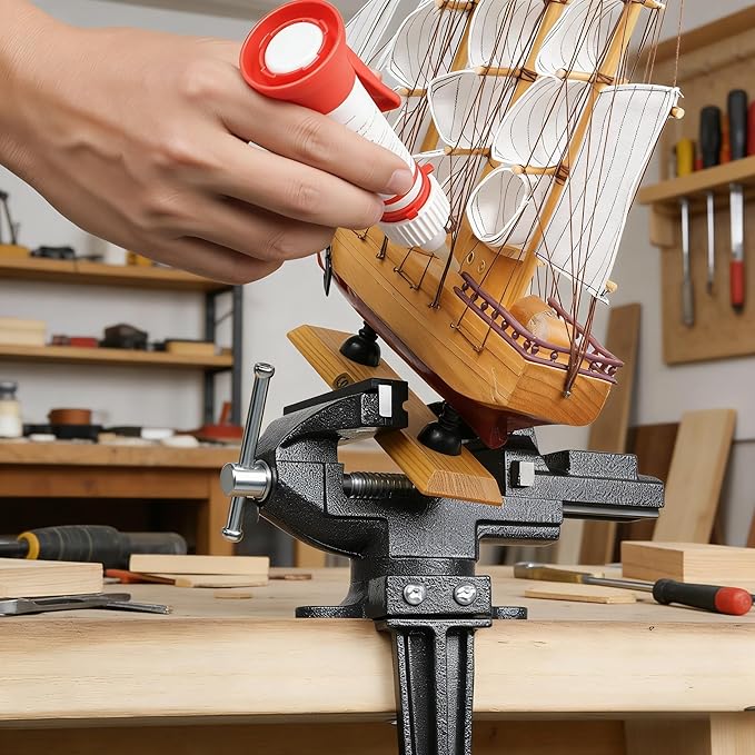 Table Vise, 3.3" Jaw Width, 2 in 1 Bench Vise Universal Rotate 360° Work Clamp-On Vise, Table Vice With Two Multifunctional Jaw and Quick Adjustment Button for Woodworking, DIY, Metal Working and More