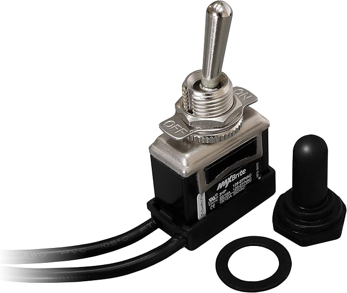 Heavy Duty Toggle Switch 20/15A 125/277V, 2 HP with Waterproof Rubber Boot UL cUL Certified