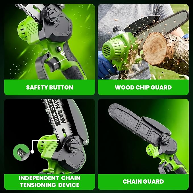 Mini Chainsaw Cordless, 8&6 IN Brushless Electric Chainsaw Battery Powered | 1000W Battery Powered Chainsaw with Auto Oiler & 2×2000mAh Batteries for Tree Branch Wood Cutting, Gift for Men Dad Husband