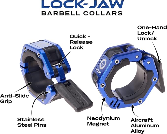 Lock-Jaw Flex Magnetic Barbell Collars/Clamps, 2"/50mm Olympic Bars
