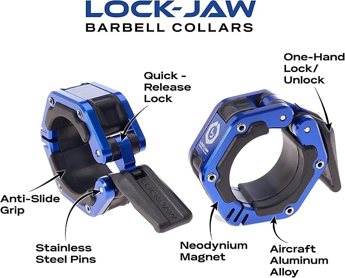 Lock-Jaw Flex Magnetic Barbell Collars/Clamps, 2"/50mm Olympic Bars