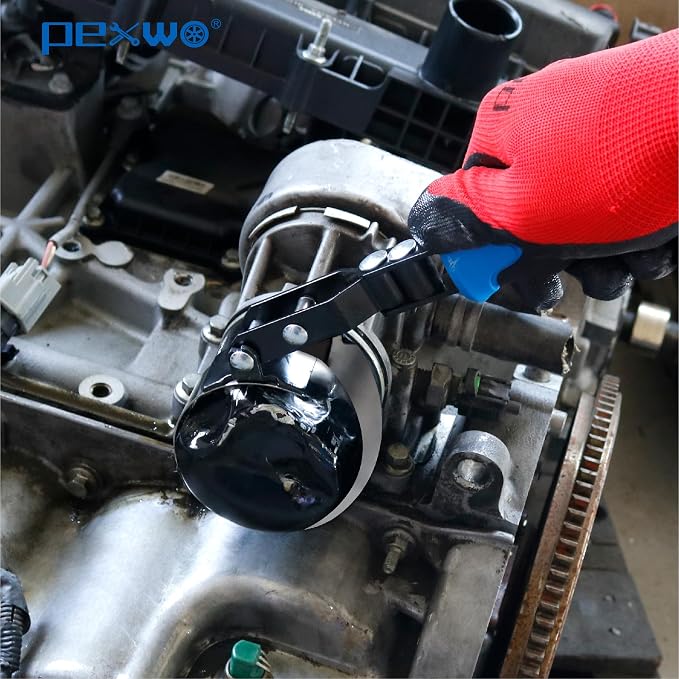 Small Swivel Oil Filter Wrench – Medium Size Strap Wrench for Cars & Motorcycles, Fits 2-3/4" to 3-1/4" Filters, Anti-Slip Removal Tool with Ergonomic Handle