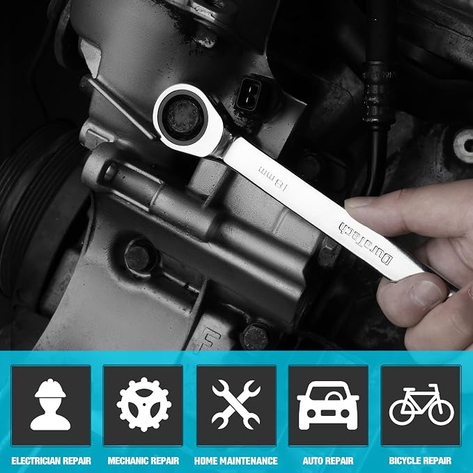 DURATECH 18mm Ratcheting Combination Wrench, Metric | 72-Tooth, 12-Point, CR-V Constructed, Mirror Polish