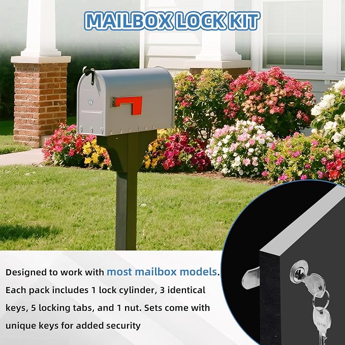 10 Pack Mailbox Lock for L-1172C | USPS Mail Box Latch Tool Box Lock, C9100 Letterbox Lock, 3 Keys and C7120 Cam Replacement Accessories, Nickel Finish