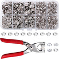 50 Sets Metal Snaps Buttons with Fastener Pliers Press Tool Kit, Prong Ring Snap Button Fasteners for DIY Crafts Clothes Hats and Sewing, Easy Installation for Fabric (9.5mm / 200 PCS) (Silver)