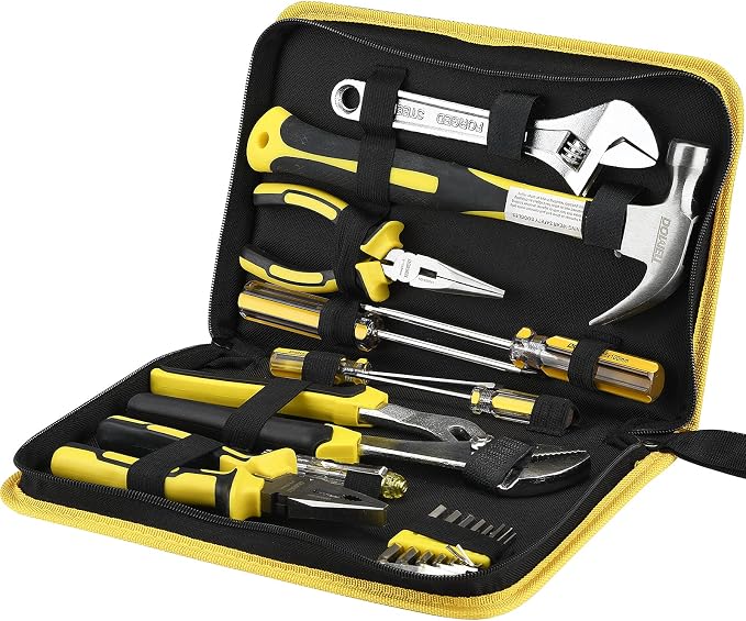 DOWELL Tool Set Household Tool Kit with Storage Tool Bag Pouch, 19 PCS