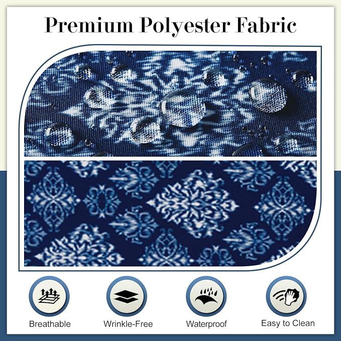 Cozyide Outdoor Chair Cushions, Waterproof Patio Seat Cushions with Adjustable Straps, Round Corner Patio Chair Cushions for Garden, Indigo Badge, 17x16x2 Inch (Pack of 4)