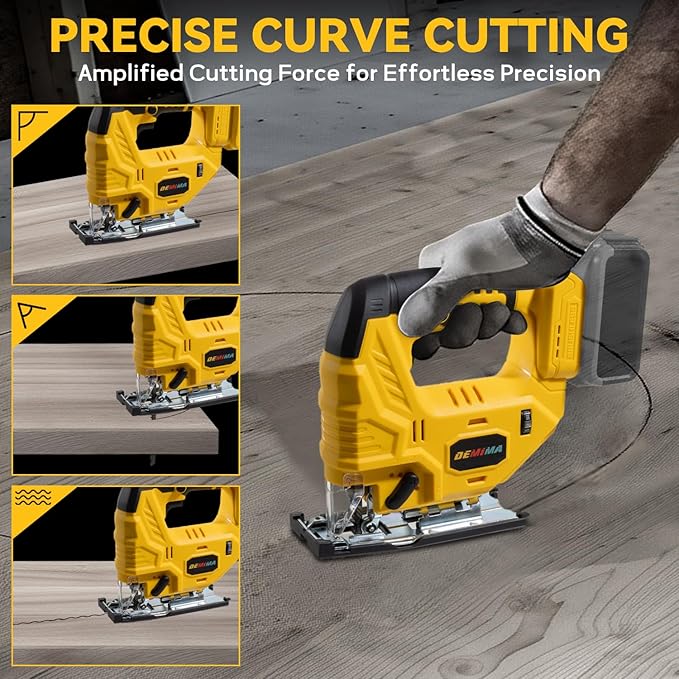 Cordless Jig Saw for Dewalt Battery, 7 Speed Variable Up to 3200RPM, LED Light, 45° Bevel Cuts, 3 Orbital Motions, with Jig Saw Blade for Straight/Curve/Circle Cutting(Battery Not Include)