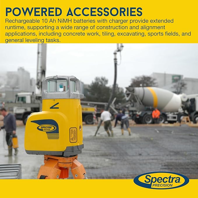 Spectra Precision GL622N Dual-Slope Grade Class II Laser Level Kit with HL760 Laser Meter, C70 Rod Clamp, RC602N Remote Control, 10 Ah NiMH Batteries, Charger for Tiling, Construction, Flooring