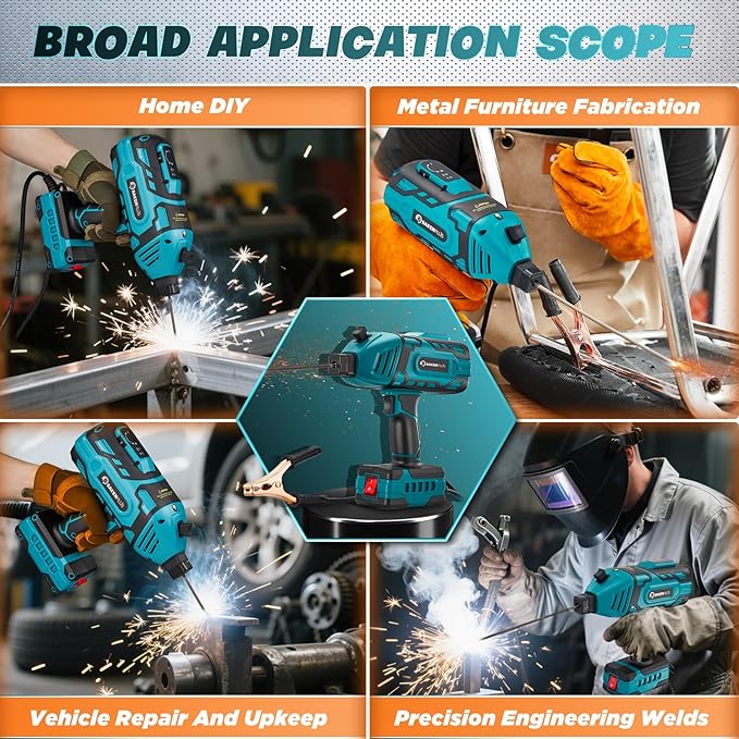 SakerPlus Portable Welding Machine, 110V Electric Welder Handheld with IGBT Inverter, 5-Level Current Adjustment, ARC Stick Welder for 3/32"Rods, Welding Gun (Blue, 20pc Wire Rods)
