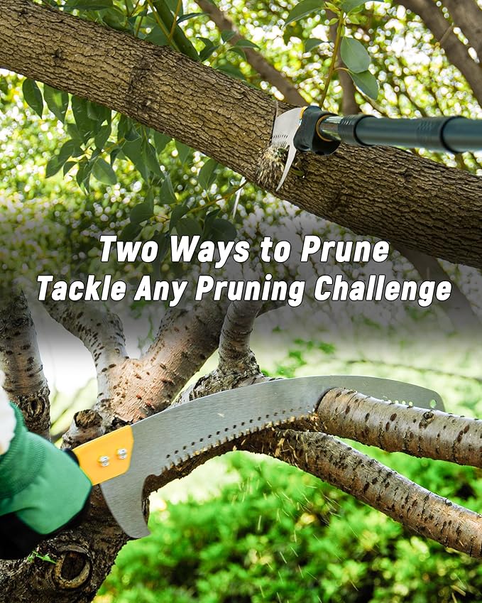 11FT Pole Saw with Adjustable Length for Tree Trimming Lightweight Manual Pruning Saw with Long Extension Branch Cutter