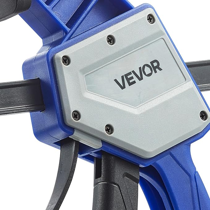 VEVOR Bar Clamps for Woodworking, 2-Pack 24 inch One-Handed Clamp/Spreader, Quick-Grip F-Clamp with 340 lbs Load Limit, Premium Plastic and Carbon Steel, for Woodworking Metal working, Blue + Black