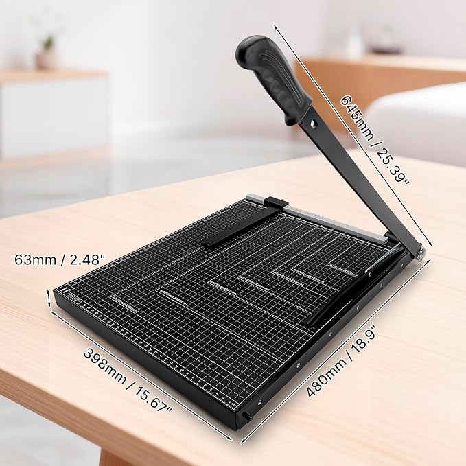 Paper Cutter,Guillotine Paper Trimmer Cutter for Office and Crafts,Heavy Duty Metal Base,12 Sheets Capacity,Portable Paper Slicer with Safety Guard and Blade Lock for Home, Office (18 inch)