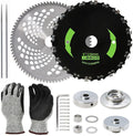 Brush Cutter Trimmer Conversion Kit with 9"x20T Carbon Steel Chainsaw Brush Cutter Blade & 10"x80T Carbide Tip Blades, Includes Files, Gloves Compatible with Echo Models SRM-225, SRM-266, SRM-280 etc