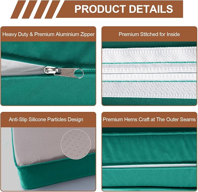 14 Piece Outdoor Patio Cushion Covers Replacement, Waterproof Outdoor Furniture Cushion Covers, Fit 7 Pcs 6 Seater Wicker Rattan Patio Conversation Sofa Set,Teal,25.6x25.6