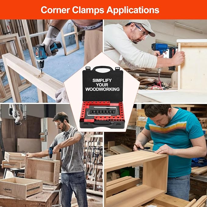 Corner Clamp for Woodworking, 90 Degree Clamp, Right Angle Clamp, 4 Pack 5.5" x 5.5" Aluminum Alloy Positioning Clamping Squares with Case for Picture Frames, Boxes, Cabinets, Drawers