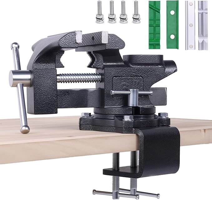 Bench Vise, 6" Jaw Width, Table Vise For Workbench,2-in-1 Multi-Purpose Heavy Duty Bench Vice With Two Multifunctional Jaws, 270° Swivel Base Home Vise for Woodworking, Welding and DIY