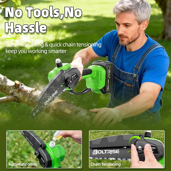 3-in-1 Electric Pole Saws for Tree Trimming, 8 Inch & 6 Inch Mini Chainsaw Cordless with 2x4.0 Ah Battery, Battery Powered Pole Chain Saw, 16 Ft Reach, Telescopic Chainsaw Tree Trimmer Branch Cutter