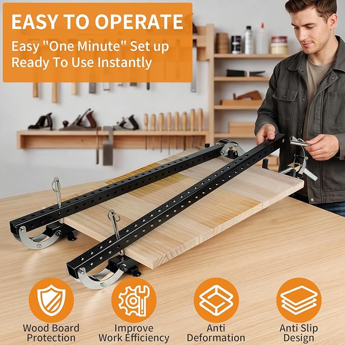 24 inch Panel Clamp, 4-Way Pressure Steel Parallel Clamp for Board Cabinet, For Board Cabinet, Tabletops, Woodwork, Adjustable parallelogram Couplers, clamps for woodworking(1 Pack)
