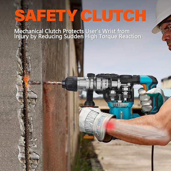 Berserker 1-1/4" SDS-Plus Heavy Duty Rotary Hammer Drill for Concrete 32MB | 1500W 12.5 Amp 4 Functions 12 lb. Corded Electric Variable-Speed Safety Clutch Vibration Control Demolition Rotomartillo