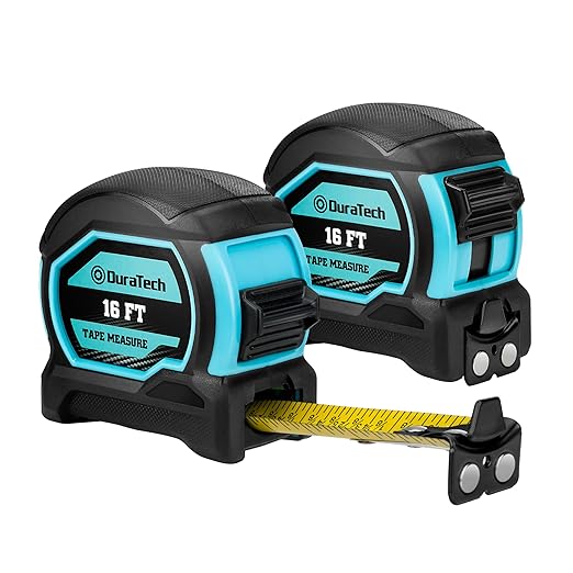 DURATECH Magnetic Tape Measure 16FT with Fractions 1/8, 2 Pack Retractable Measuring Tape, Easy to Read Both Side Measurement Tape, Magnetic Hook and Shock Absorbent Case for Construction, Carpenter