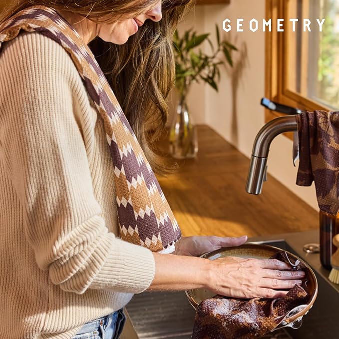 GEOMETRY Tea Towels – Spring & Summer Collection – Quick-Dry, Ultra-Absorbent, Reusable Microfiber Kitchen Towels for Drying & Cleaning (Cherry Bow, 2-Pack)