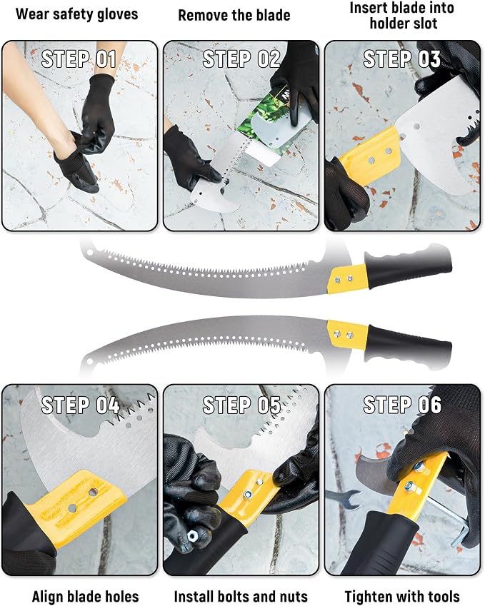 11FT Pole Saw with Adjustable Length for Tree Trimming Lightweight Manual Pruning Saw with Long Extension Branch Cutter