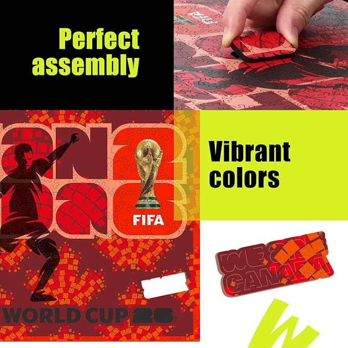 FIFA Canada Poster Wooden Puzzle for Adult, 200 Pieces Irregular Shape Puzzle, 5MM Thick, Creative Collectible Gift for Fans, Officially Licensed Product, 11 x 11
