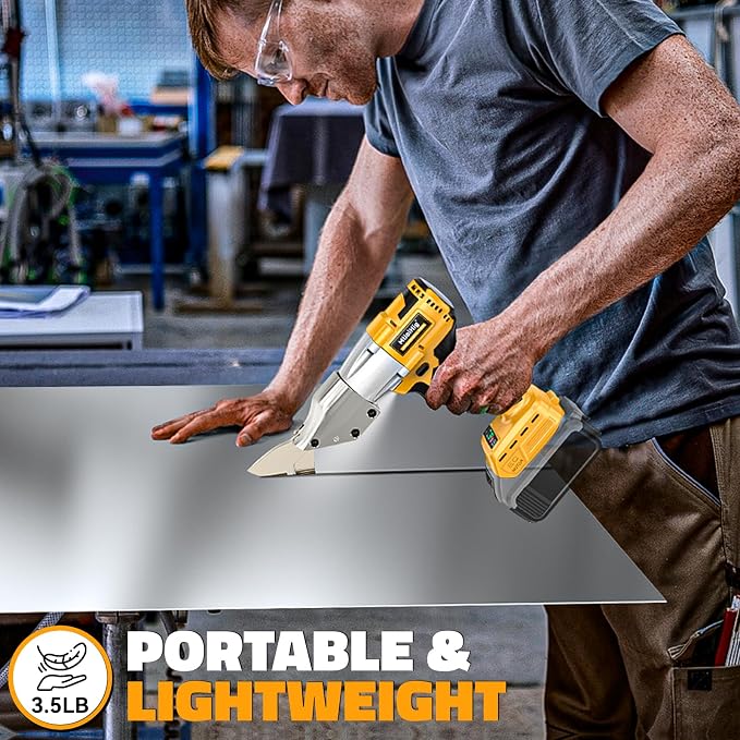 MtiolHig Cordless Sheet Metal Cutter: Sheet Metal Nibbler Compatible with Dewalt 20v Battery - 221 Ft-Lbs Torque Shears - Cuts 18GA Material for Steel, Leather & Carpet(Tool Only)