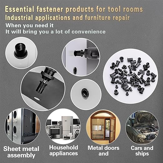 Rivet Nut Tool Kit, 490Pcs Black Zinc Metric Rivet Nut Combination (M8/M6/M5/M4/M3), Suitable for Automotive, Marine and Industrial Applications (Black 490PCS Rivet Nut Tool Kit)
