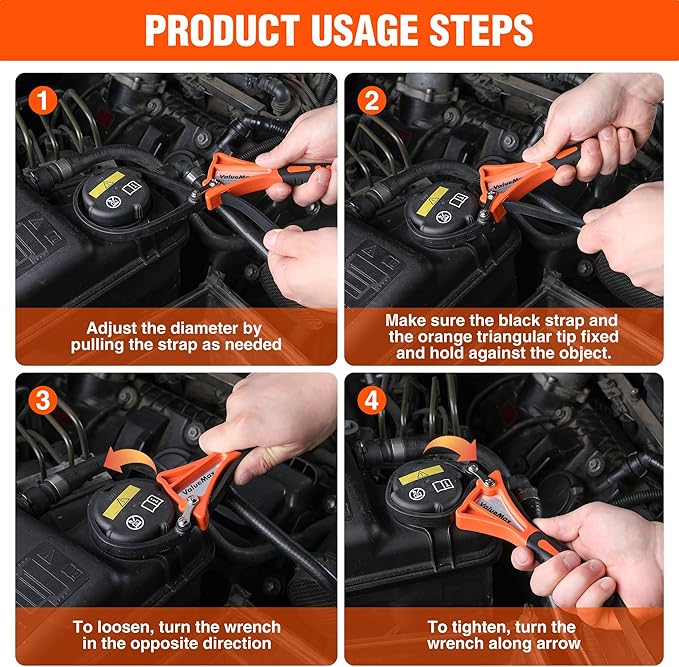 ValueMax 2-piece Strap Wrench Set, Adjustable Oil Filter Wrench with Max Diameter 4" (Small) & 6" (Large) for Shower Head Water Filter, Jar Opener Set