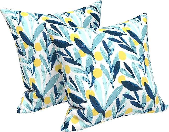 LVTXIII Outdoor/Indoor Throw Pillows, Decorative Throw Pillows with Inserts, 18"x18" Square Pillows for Bed, Couch, Sofa and Patio Furniture (Set of 2, Leaves Multi)