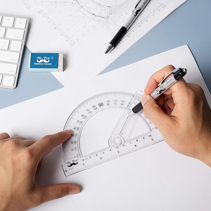 Mr. Pen- Protractor Set, 3 Pack, 6" Swing Arm Protractors, Clear Plastic Protractor Set for Accurate Angle Measurement, Geometry, Math, Drafting, Classroom & Technical Drawing