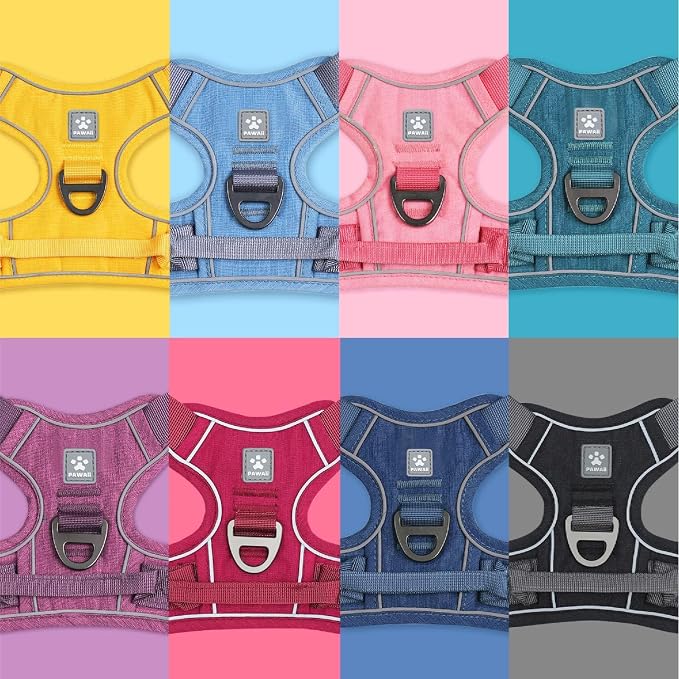 Pawaii No Pull Dog Harness with Pet ID Tag, Reflective Vest | Built for safer walks with a QR Pet ID Tag, front no pull clip, reflective trim, control handle and breathable mesh lining