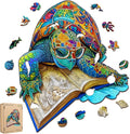 Bovearto 500 Piece Puzzles for Adults, Book Turtle Unique Shape | Wooden Puzzle, Challenging Family Game with Wooden Puzzle Box, Home Decor(16.2"x16.5")