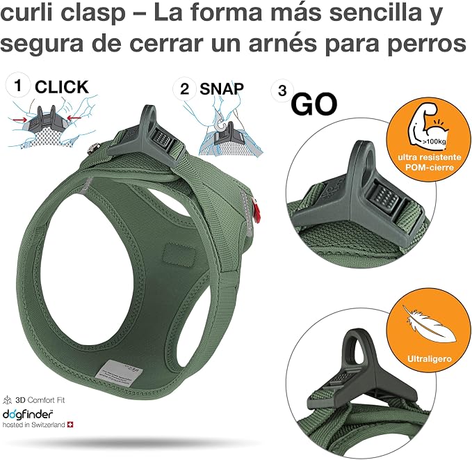 Vest Harness curli Clasp Air-Mesh Moss 2XS
